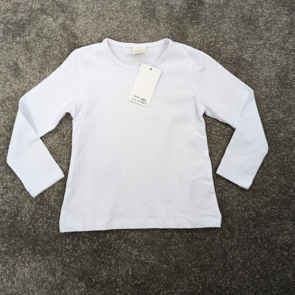 Lilax Basic Long Sleeve White Tee Baby Girl 2T Cotton Blend Crew Neck